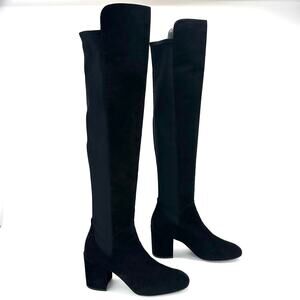 Stuart Weitzman City 5050 Black Thigh High/OTK Boot Size 10M Suede Block Heel